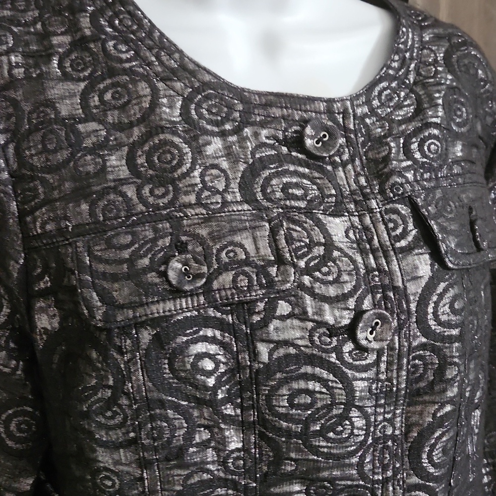 Ruby Rd Metallic Button Front Top - Picture 2 of 4